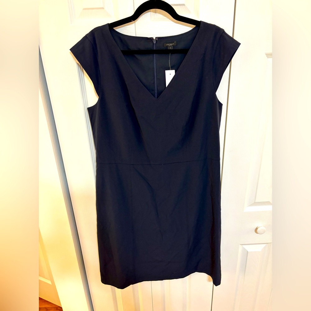NWT Navy Blue Suiting Dress Ann Taylor Factory